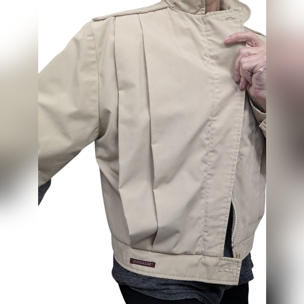 Vintage Jordache USA Beige Bomber Jacket Women’s Small Classic 80s Preppy Coat - Picture 4 of 13